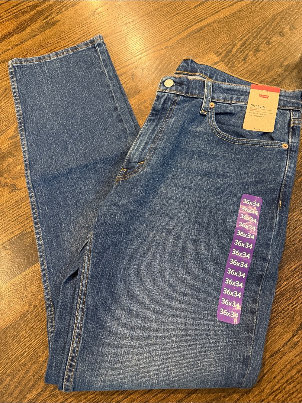 Levi's men’s 511 36x34 Straight Leg Jeans in Dark Blue Denim